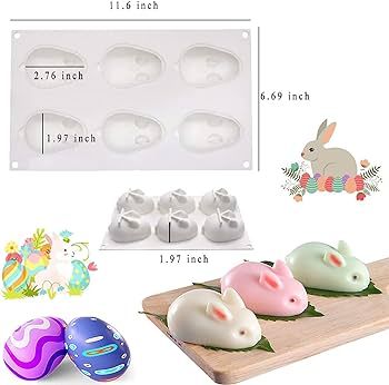 3D Easter Bunny Chocolate Silicone Mold, 6 Cavity Silicone Rabbit Mold, Silicone Chocolate Baking... | Amazon (US)