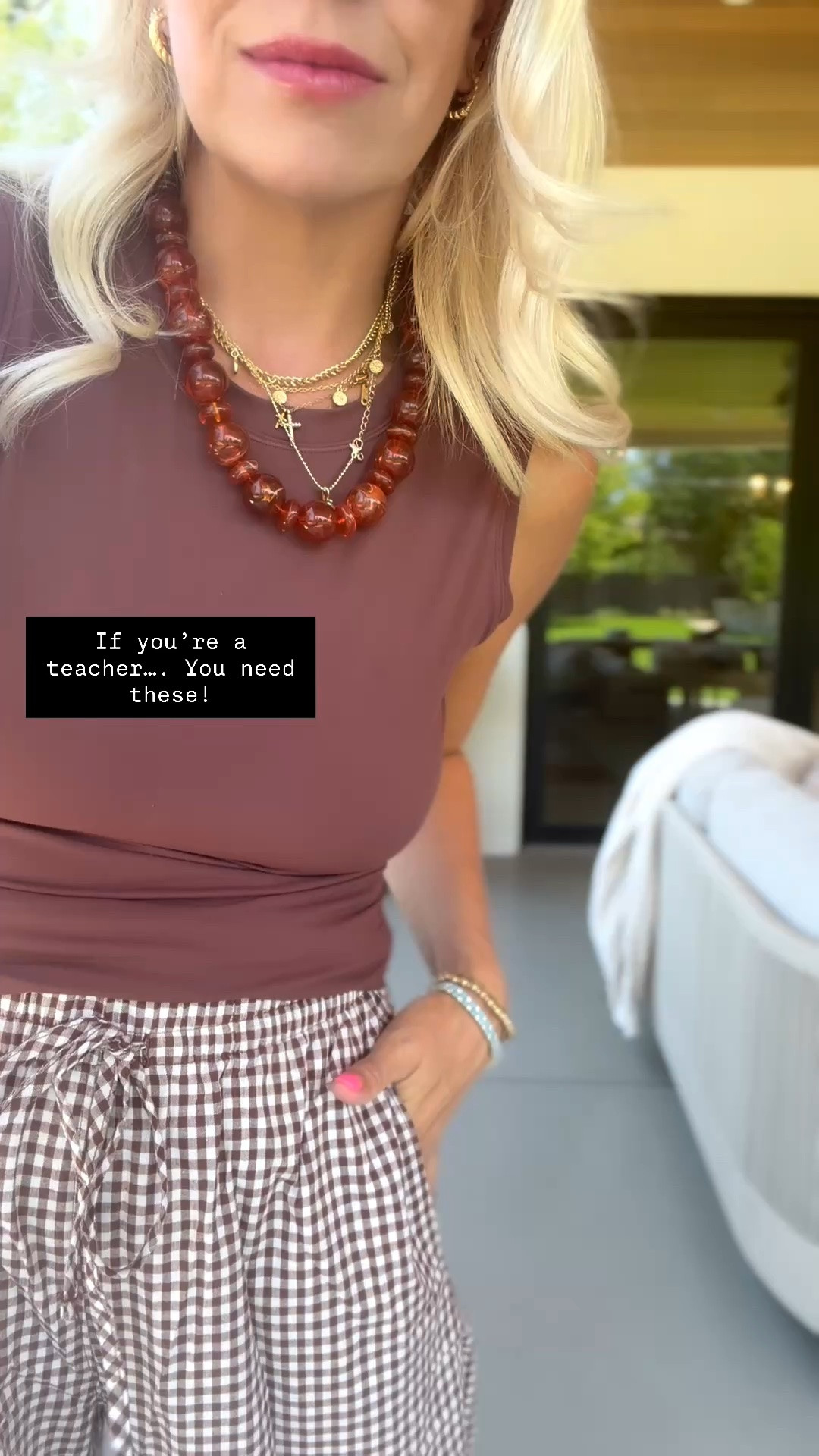 The gingham pants that fit the best! Will be fun to style into fall