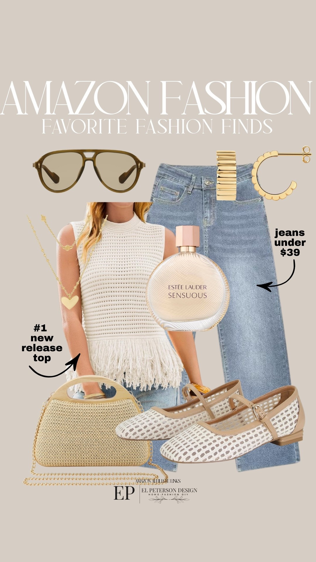 Amazon
Sunglasses
Jeans
Earrings
Tops
Perfume
Maryjane flats
Purse