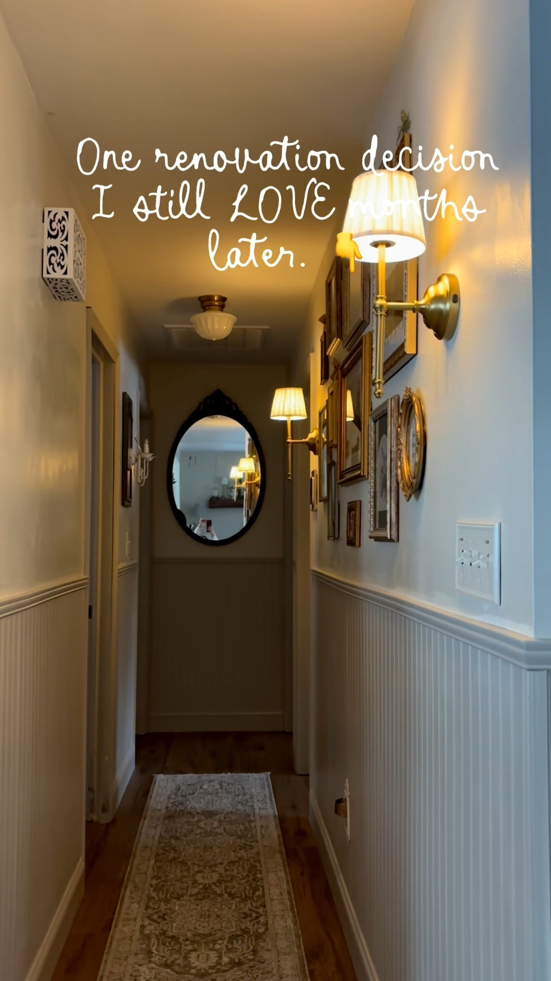 One renovation upgrade I’m still obsessed with months later? These battery-operated wall sconces 🤍

No hardwiring, no electrician, and they instantly made our hallway feel so much warmer and more custom. We’ve lived with them for months now and they’re easily one of my favorite decisions from our renovation.

They recharge easily and add the coziest glow at night ✨

Shop my sconces and hallway details here.

#LTKhome #cozyhome #wallsconces #vintageinspiredhome #hallwaydecor

#LTKSeasonal #LTKdayinmylife #LTKHome