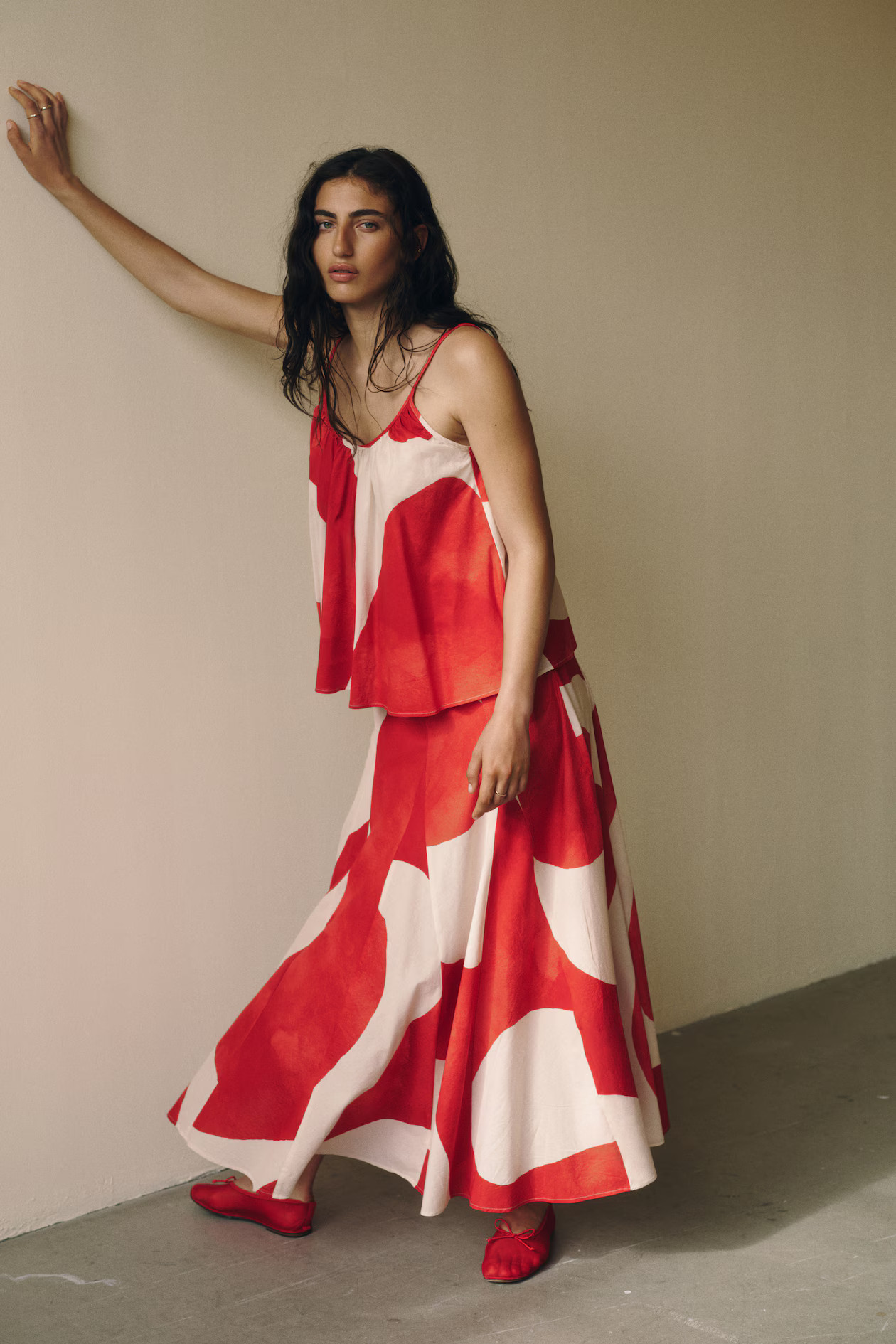 Cotton Circle Skirt - Red/patterned - Ladies | H&M US | H&M (US + CA)