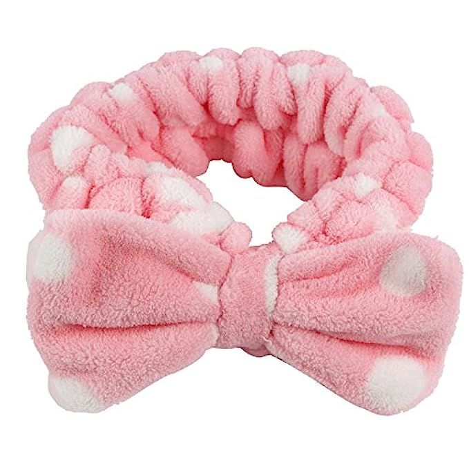 Wowlife Design New Top Sweet Lovely Coral Fleece White Dot Bow Headband Fashion Cute Bowknot Bow Mak | Amazon (US)