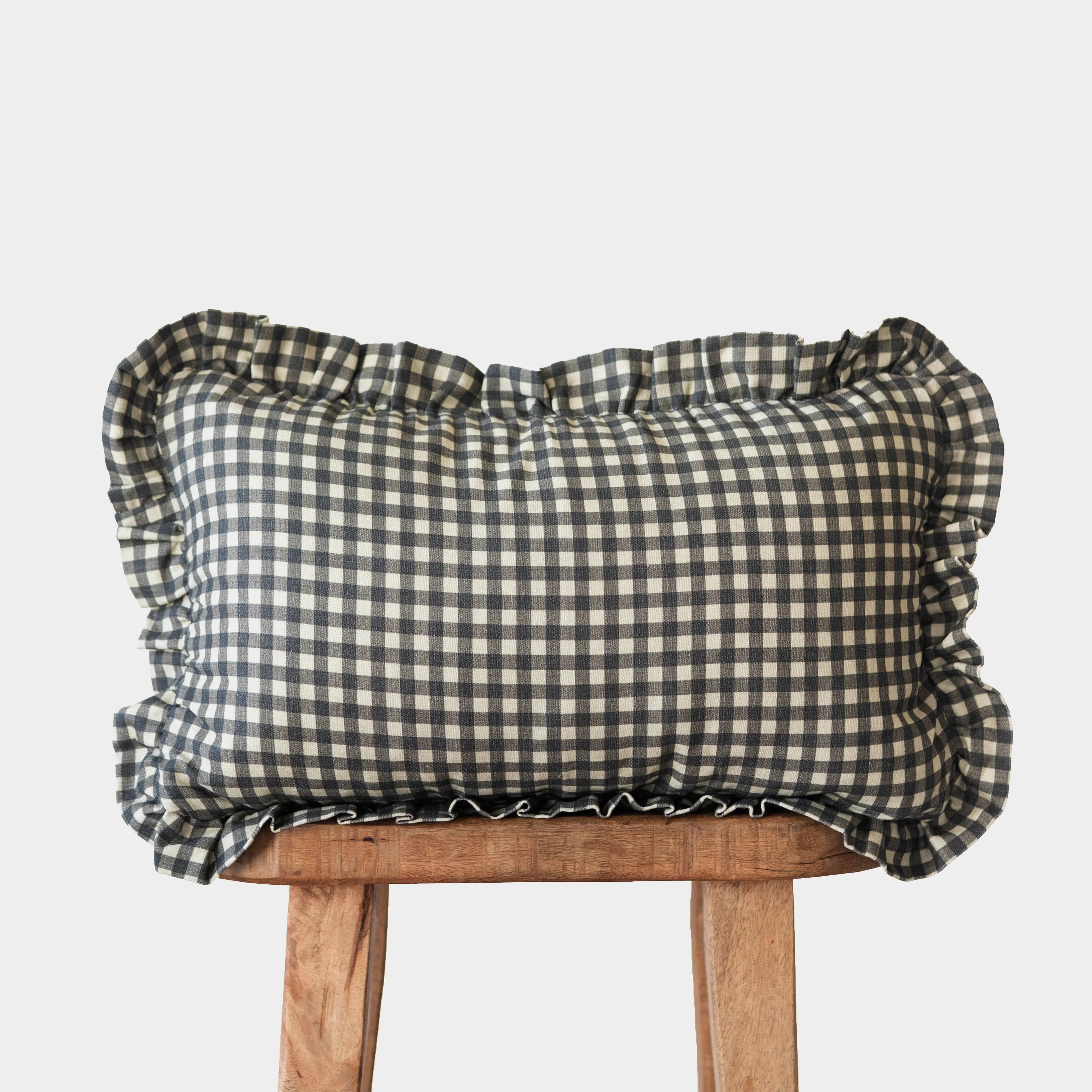 Midnight Gingham Ruffle - 18" | 20" | 22" | 12x20" | Woven Nook