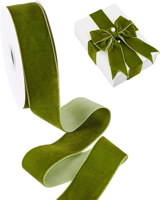 PH PandaHall 10 Yards Velvet Ribbon 1.5 inch Olive Green Velvet Single Face Vintage Satin Ribbon ... | Amazon (US)