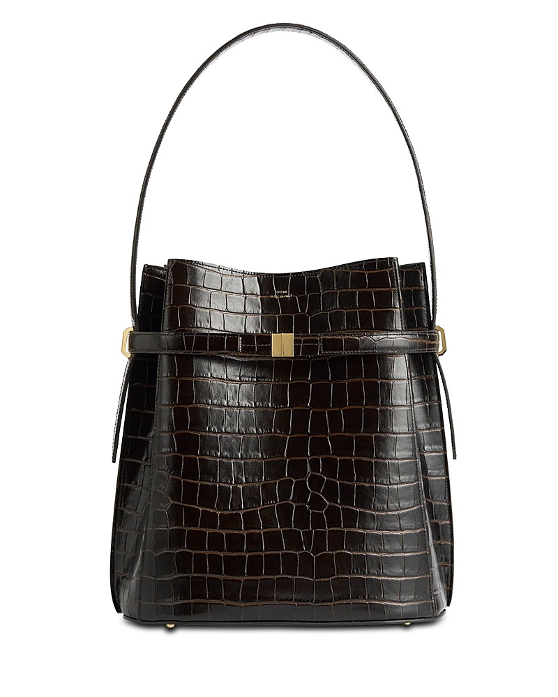 Toteme Belted Croc-Embossed Bucket Bag in Dark Brown | Bloomingdale's (US)