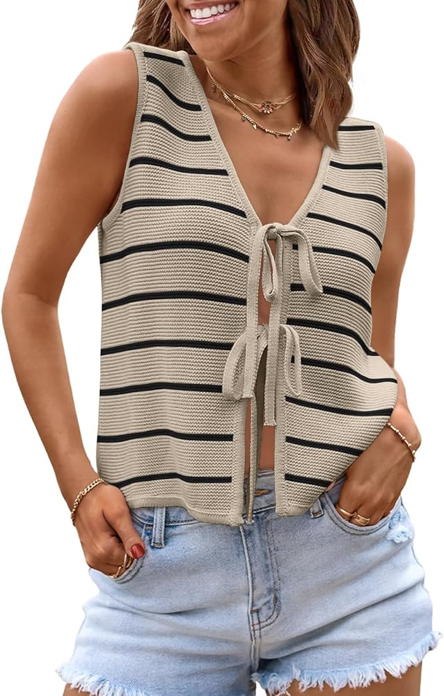 LILLUSORY Womens Summer Tops Beach Vacation Spring Outfits Cute Y2K Trendy Sweater Vest 2026 Tank... | Amazon (US)