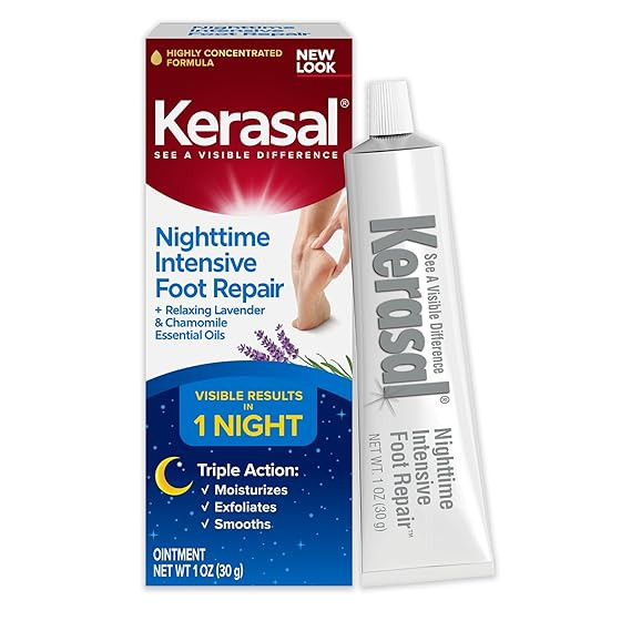 Kerasal Nighttime Intensive Foot Repair, Skin Healing Ointment for Cracked Heels and Dry Feet, 1 ... | Amazon (US)