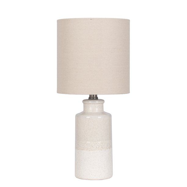 Mainstays 17" Reactive Glaze Ivory Textured Ceramic Table Lamp with LED Included | Walmart (US)