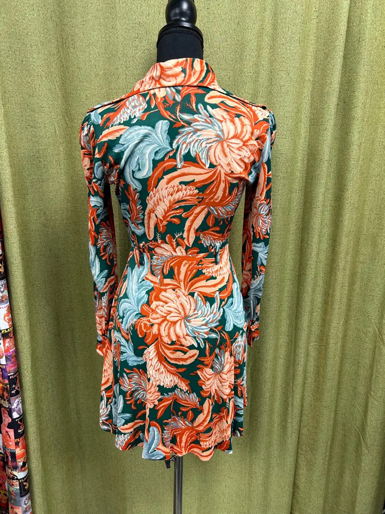 1970s Green Orange Nylon Dress -26\u201d w | Etsy (Global)