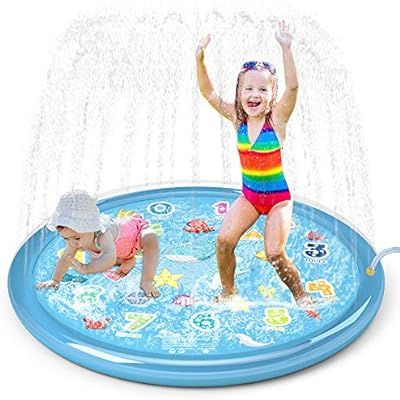 Jasonwell Sprinkler for Kids Splash Pad Play Mat 60" Baby Wading Pool for Toddlers Summer Outdoor... | Amazon (US)