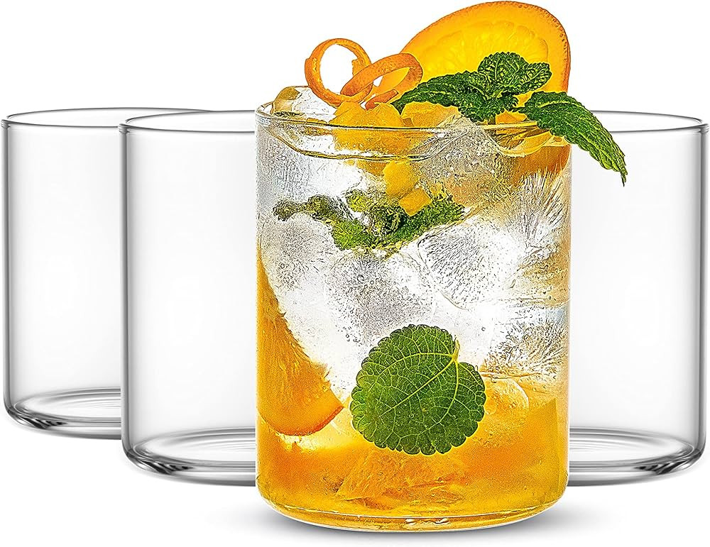 LUXU Thin Whiskey Glasses 15 oz,Premium Water Glasses Set of 4,Clear Glass Cups For Water, Juice,... | Amazon (US)