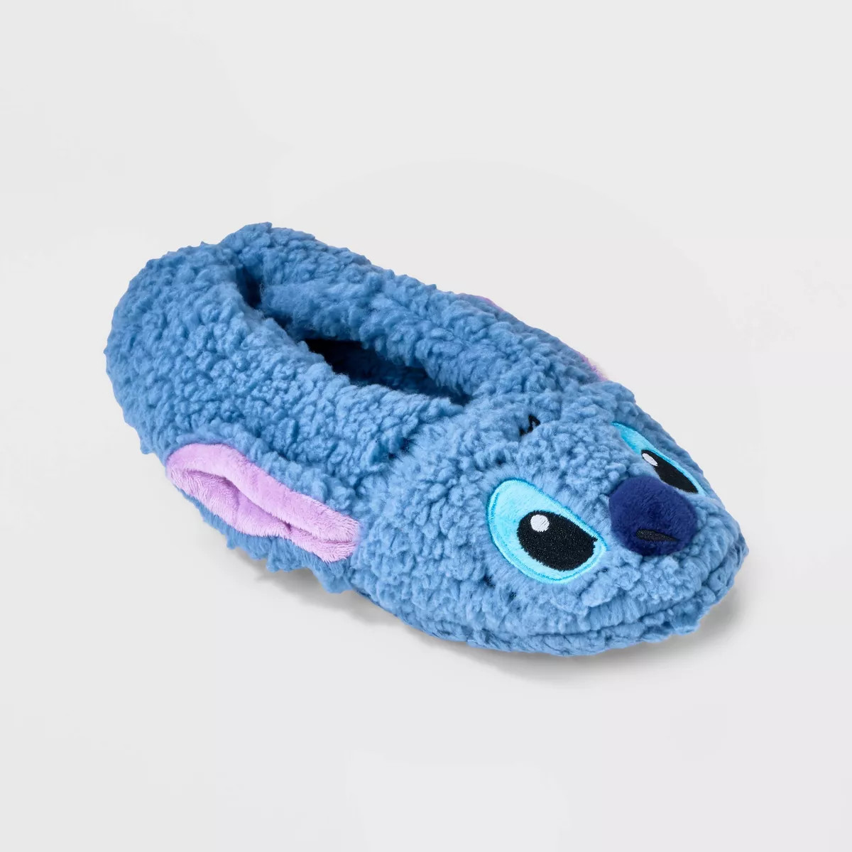 Women's Lilo & Stitch Fluffy Slipper Socks with Grippers - Blue M/L: Disney Pull-On, Nonslip, Clo... | Target