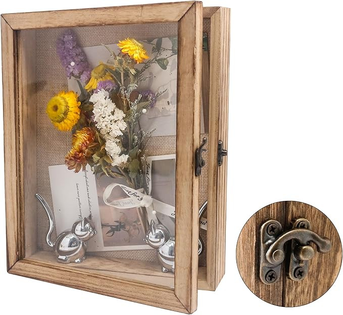 8x10 Shadow Box Frame in Wood Color with Linen Back - Shadow Box Frame with Paulownia Wood and Re... | Amazon (US)