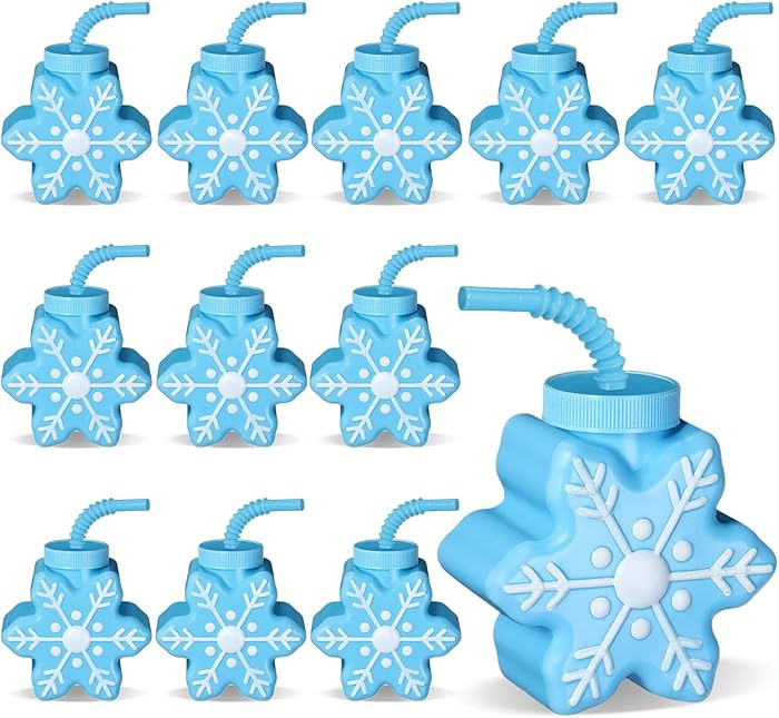Sliner 12 Pcs Christmas Party Plastic Cups 10 oz Xmas Snowflake Cups Gift Reusable Snowflake Chri... | Amazon (US)