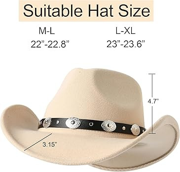 Lanzom Women Men Felt Wide Brim Western Cowboy Hats Belt Buckle Panama Hat | Amazon (US)