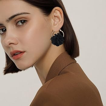 Seakuur Bohemian Lightweight Big Fabric Flowers Dangle Earrings Handmade Charm Chic Petal Hoop Ea... | Amazon (US)