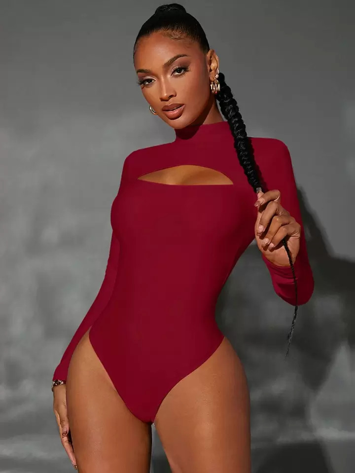 SHEIN SXY Mock Neck Cut Out Bodysuit | SHEIN