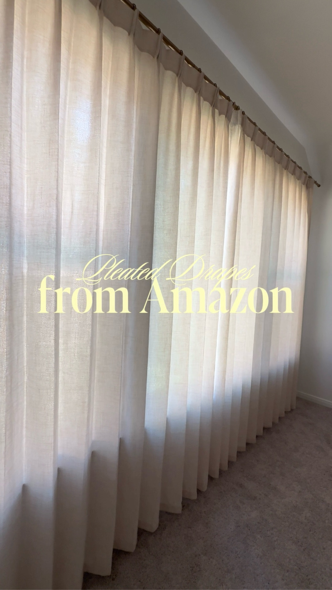 I was searching for the most affordable pleated drapes and I am happy to say, these were it! These also came in a pack of TWO panels, not just one like other brands 🙌🏼 They will be linked on my linktree 🤍
Color: Birch
Length: 102 in
Width: 70in 
#pleatedcurtains#drapes#hometransformation#bedroomcurtains 

#LTKSaleAlert #LTKHome #LTKSeasonal