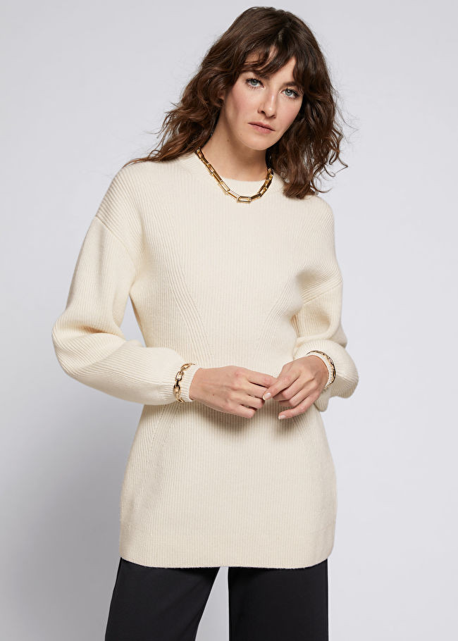 Ribbed Hour Glass Silhouette Jumper | White Jumper | White Sweater Sweaters | Pastel Outfit | & Other Stories US