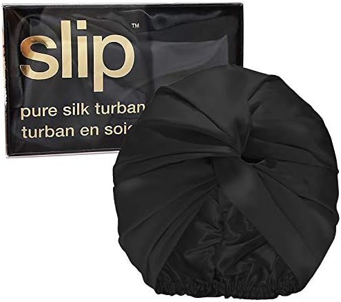 Slip Silk Turban, Black, One Size (21”- 28”) - Double-Lined Pure Mulberry Silk 22 Momme Hair Turban  | Amazon (US)