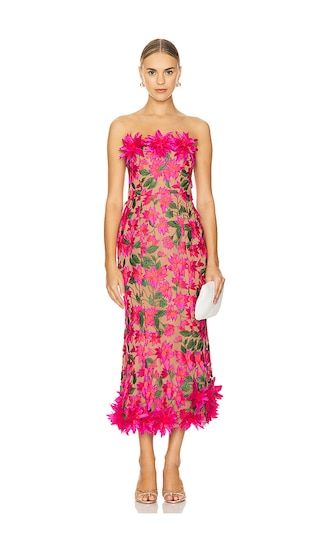 Valentina Midi Dress in Pink Multi Dress | Pink Floral Dress | Hot Pink Dress | Revolve Clothing (Global)