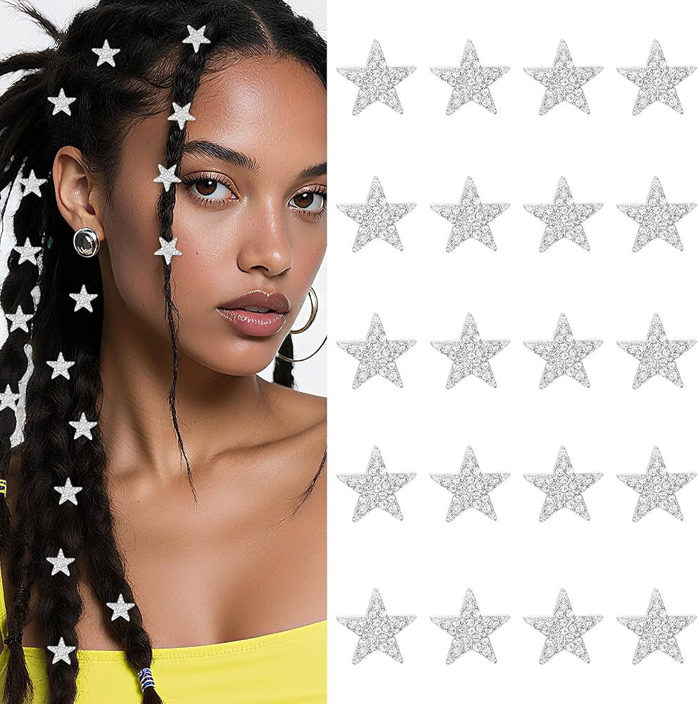 YISSION 20 Pcs Mini Rhinestone Star Hair Clips Small Decorative Silver Hair Clip Cute Star Hair B... | Amazon (US)