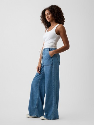 Mid Rise Pull-On SuperLight Wide-Leg Jeans | Gap Factory