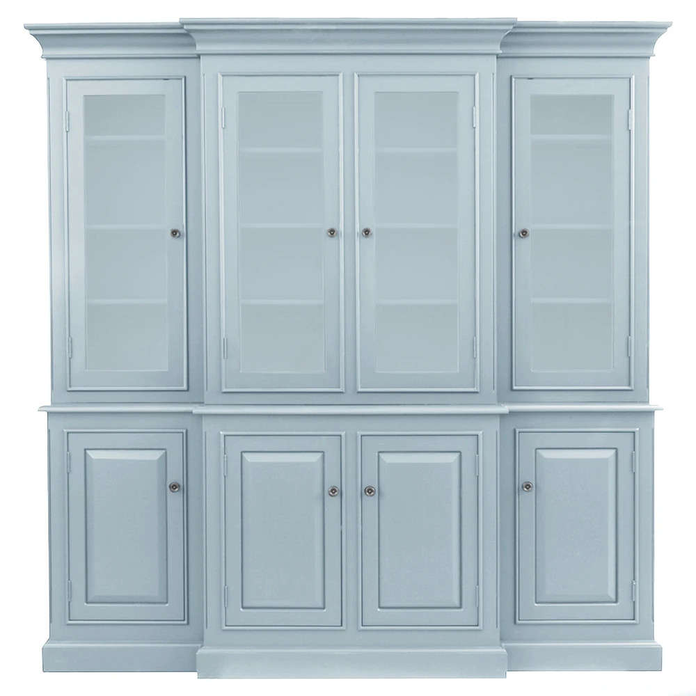 Faith Updated Traditional Light Blue Wood Hutch | Kathy Kuo Home