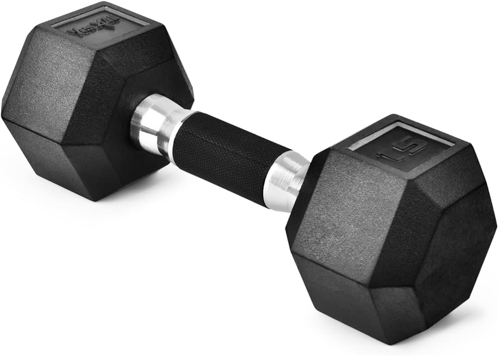Yes4All Rubber Grip Encased Hex Dumbbells – Hand Weights With Anti-Slip 5-50 LBS Single | Amazon (US)