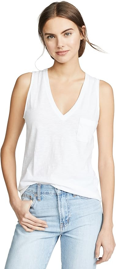 Madewell Women's Whisper Cotton V Neck Pocket Tank | Amazon (US)