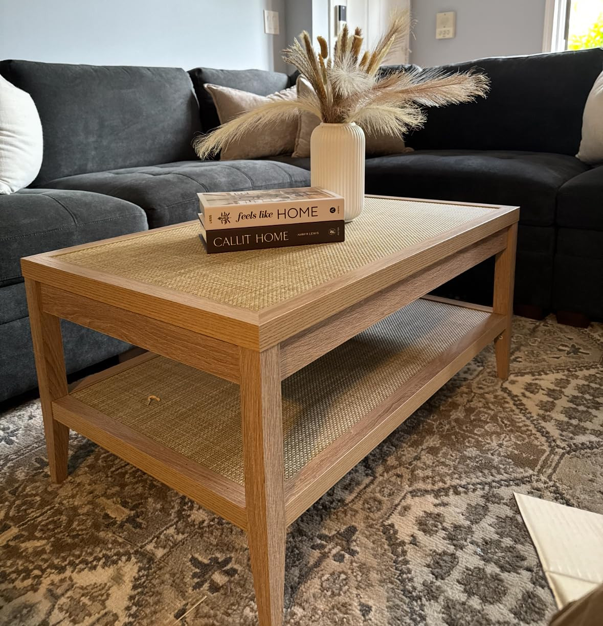 Amazon.com: SICOTAS Rattan Coffee Table for Living Room - Boho Rectangular Dining Center Table wi... | Amazon (US)