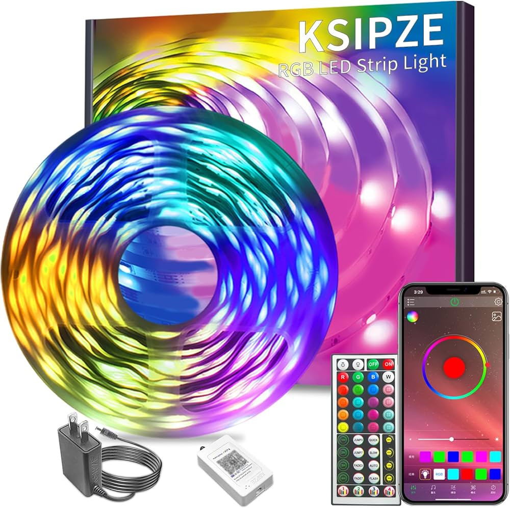 KSIPZE Led Strip Lights RGB Music Sync Color Changing,Sounds Activatived Lighting Equipment,Bluet... | Amazon (US)