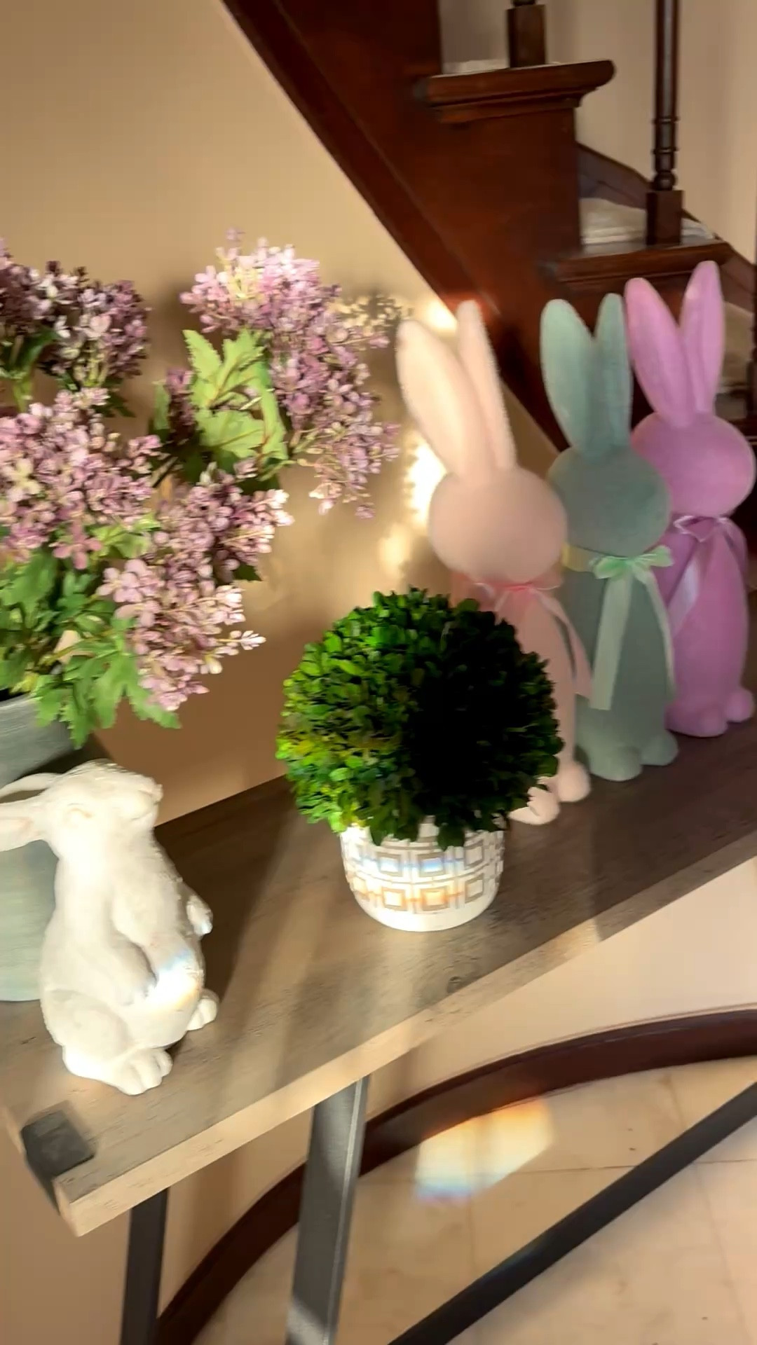 Love the brightness of Spring! 🐰 🌺 
My flocked bunnies were viral a few years ago.. these are the 16 inch but be careful because they do come in other sizes, some much bigger. Also, my little white bunny from My Texas house is sold out, but I tagged a few similar. ￼