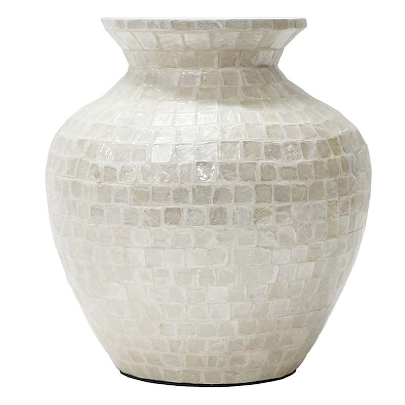 White Tile Capiz Decorative Vase, 11" | At Home