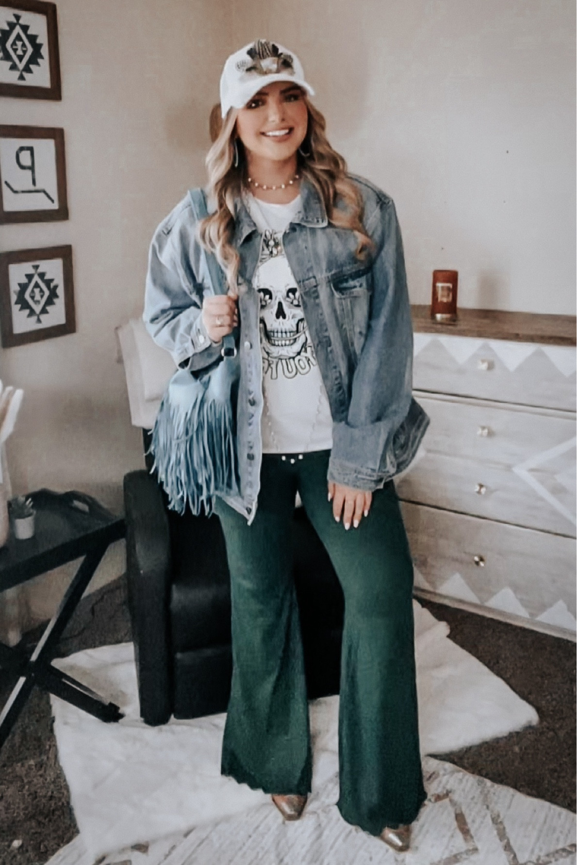 Fun Boho Outfit For A Gloomy Day ✨ 

Top + Pants: Walmart
Boots: Buckle
Hat: Shop KC Boutique
Jacket: Vici
Earrings: Nozhoni Traders 
Necklace + Bag: Amazon

#LTKmidsize #LTKstyletip #LTKfindsunder50