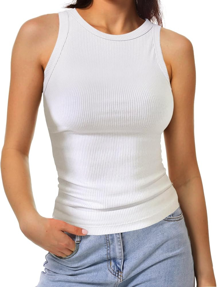 AURUZA Tank Tops for Women, Racerback Ribbed Tank Top, Women Slim Knit Basic Summer Tops Going Ou... | Amazon (US)