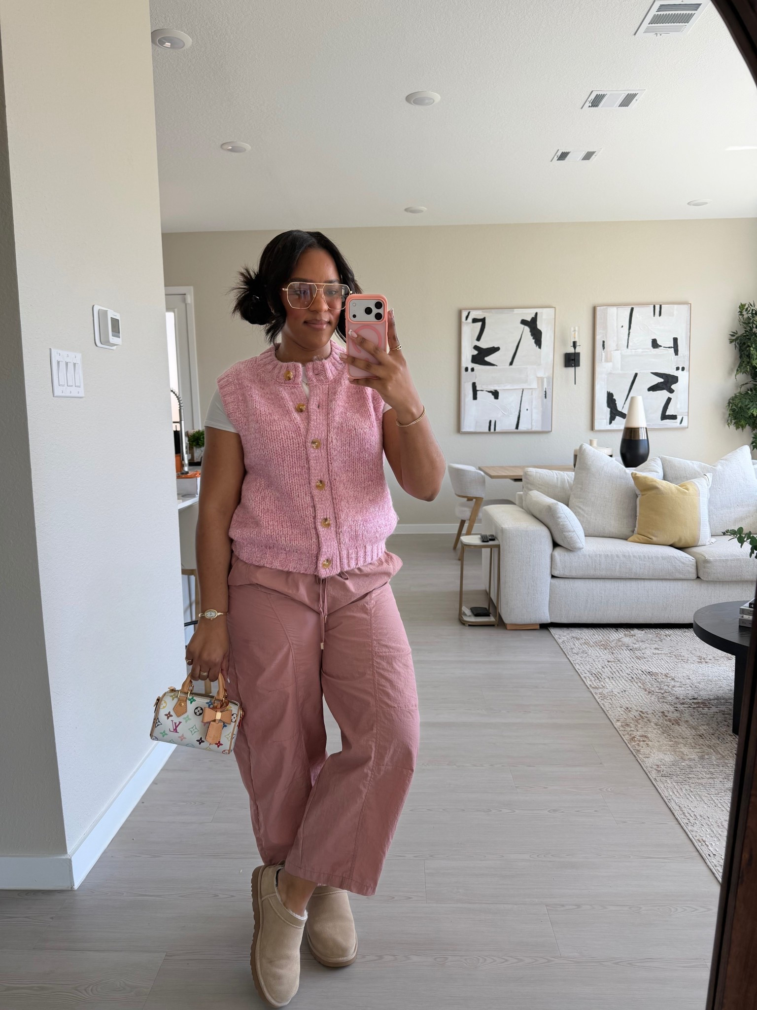 Pink and sporty outfit of the day today for running a few errands around the city. These pants from Zara are so comfortable and worth the buy! #zara #uggs 

#LTKgrwm #LTKdayinmylife #LTKootd