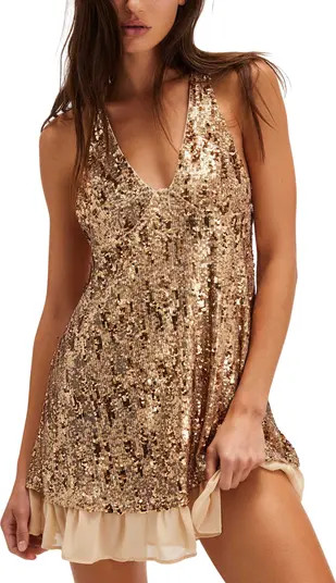 Bejeweled Halter Neck Sequin Minidress | Nordstrom