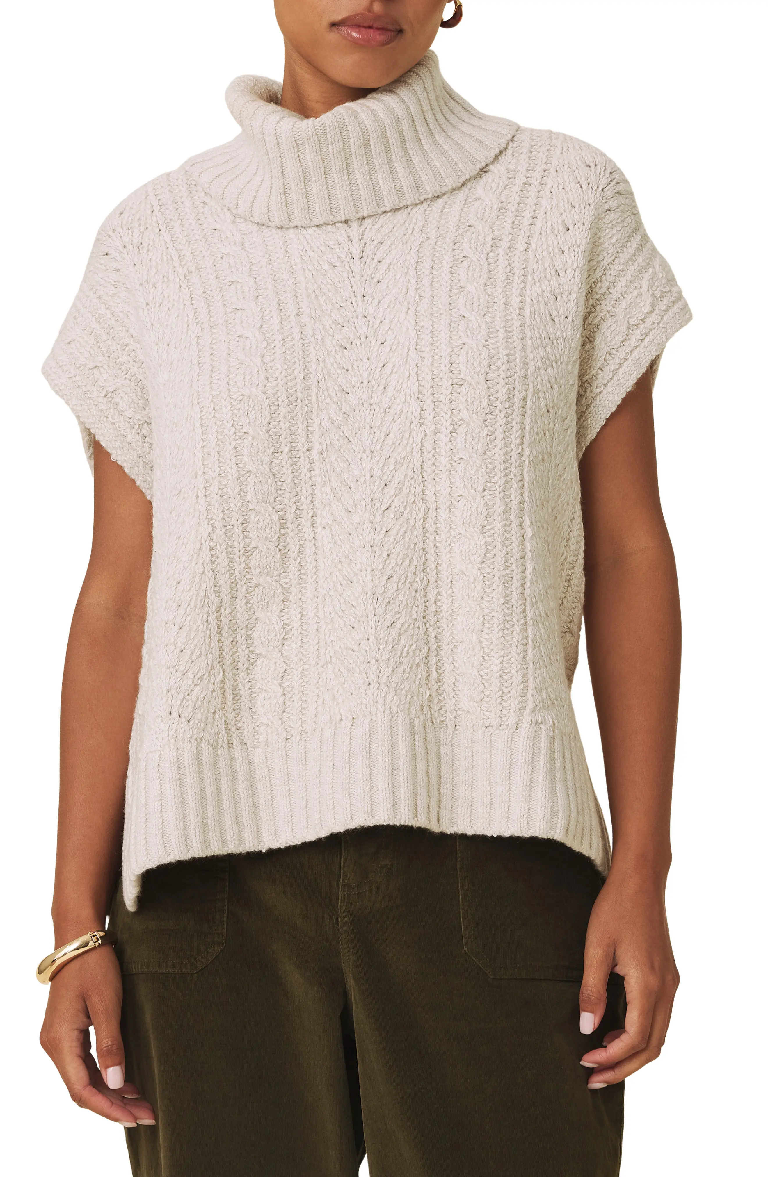 Rosalina Cable Stitch Short Sleeve Turtleneck Sweater (Women) | Nordstrom | Nordstrom