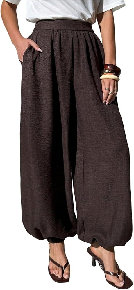 SHENHE Women's Baggy Balloon Pants Wide Leg High Waisted Dressy Casual Loose Lantern Pants Trouse... | Amazon (US)