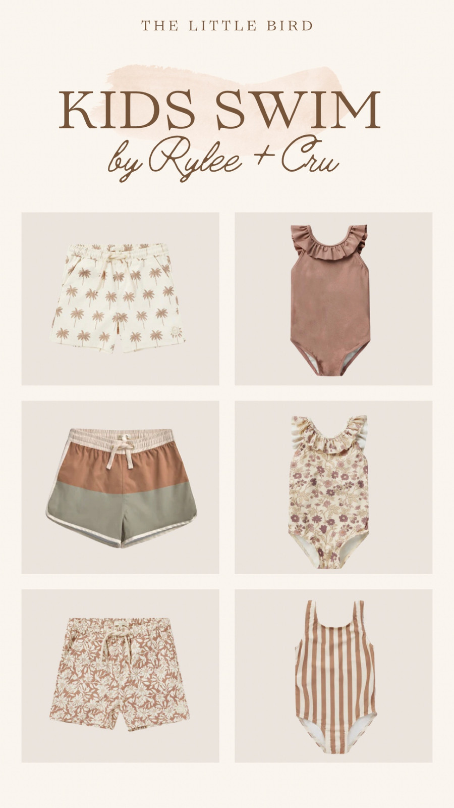 Cute aesthetic swimwear for boys and girls from Rylee + Cru.