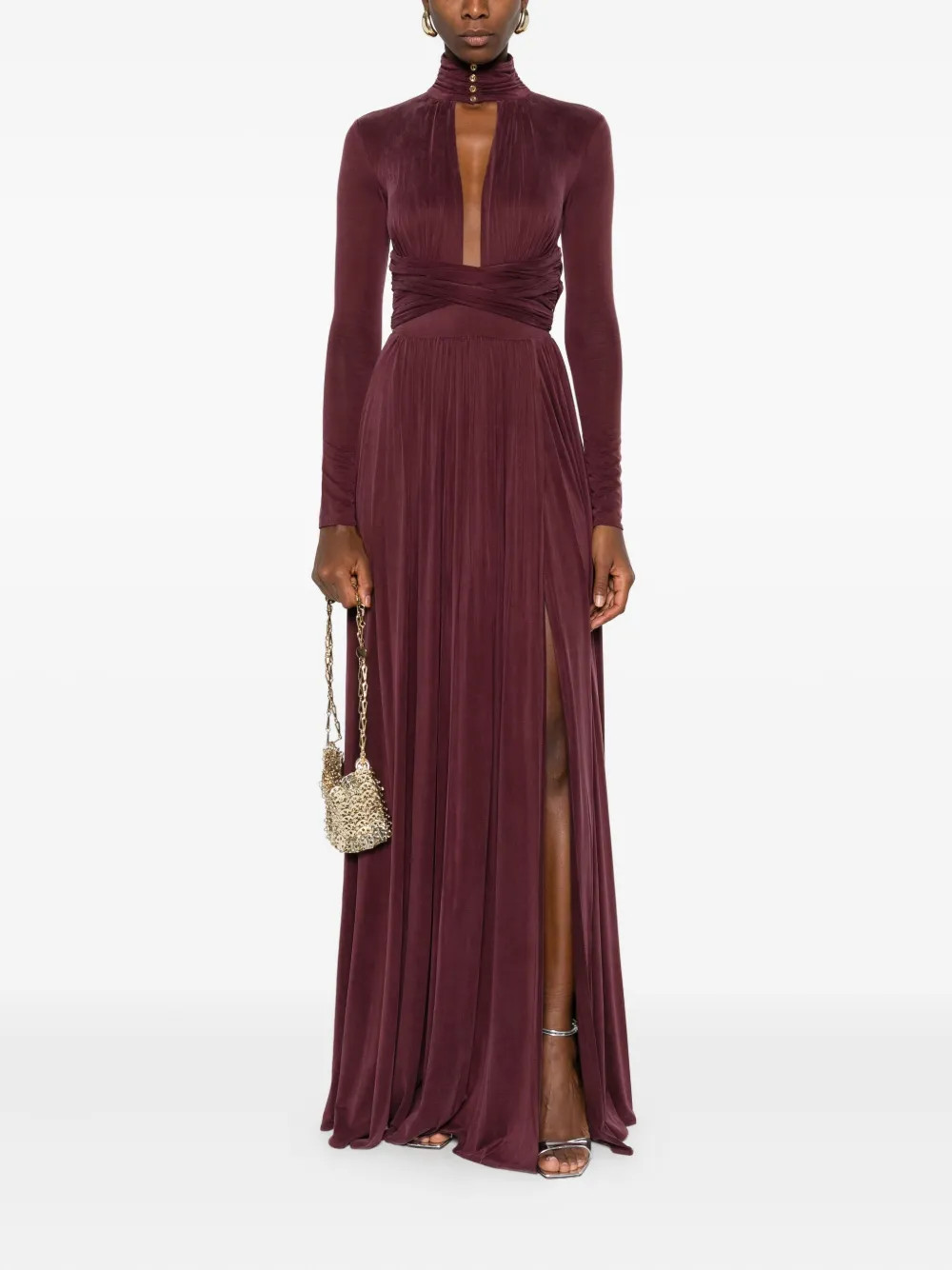 Elisabetta Franchi key-hole mock-neck Maxi Dress | Red | FARFETCH | Farfetch Global
