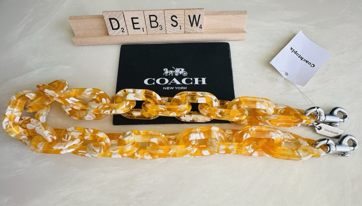 NWT COACH COACHTOPIA YELLOW/MULTI CHAIN STRAP SHORT ACRYLIC NICKEL CK544 | eBay US