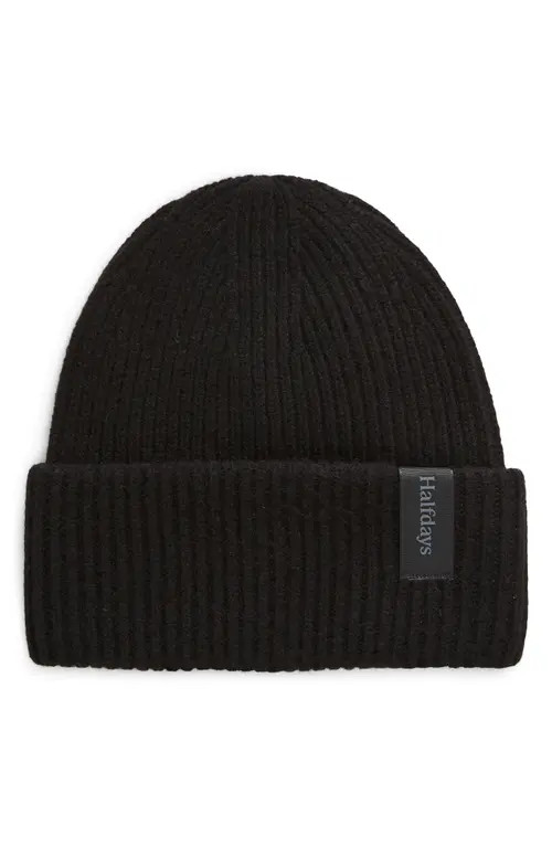 Halfdays Rib Merino Wool Beanie in Black at Nordstrom | Nordstrom