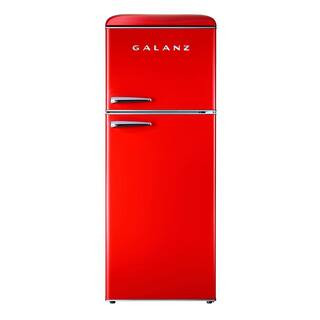 Galanz 10.0 cu. ft. Retro Top Freezer Refrigerator with Dual Door True Freezer, Frost Free in Red... | The Home Depot