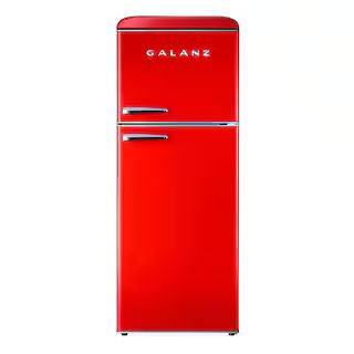 Galanz 10.0 cu. ft. Retro Top Freezer Refrigerator with Dual Door True Freezer, Frost Free in Red... | The Home Depot