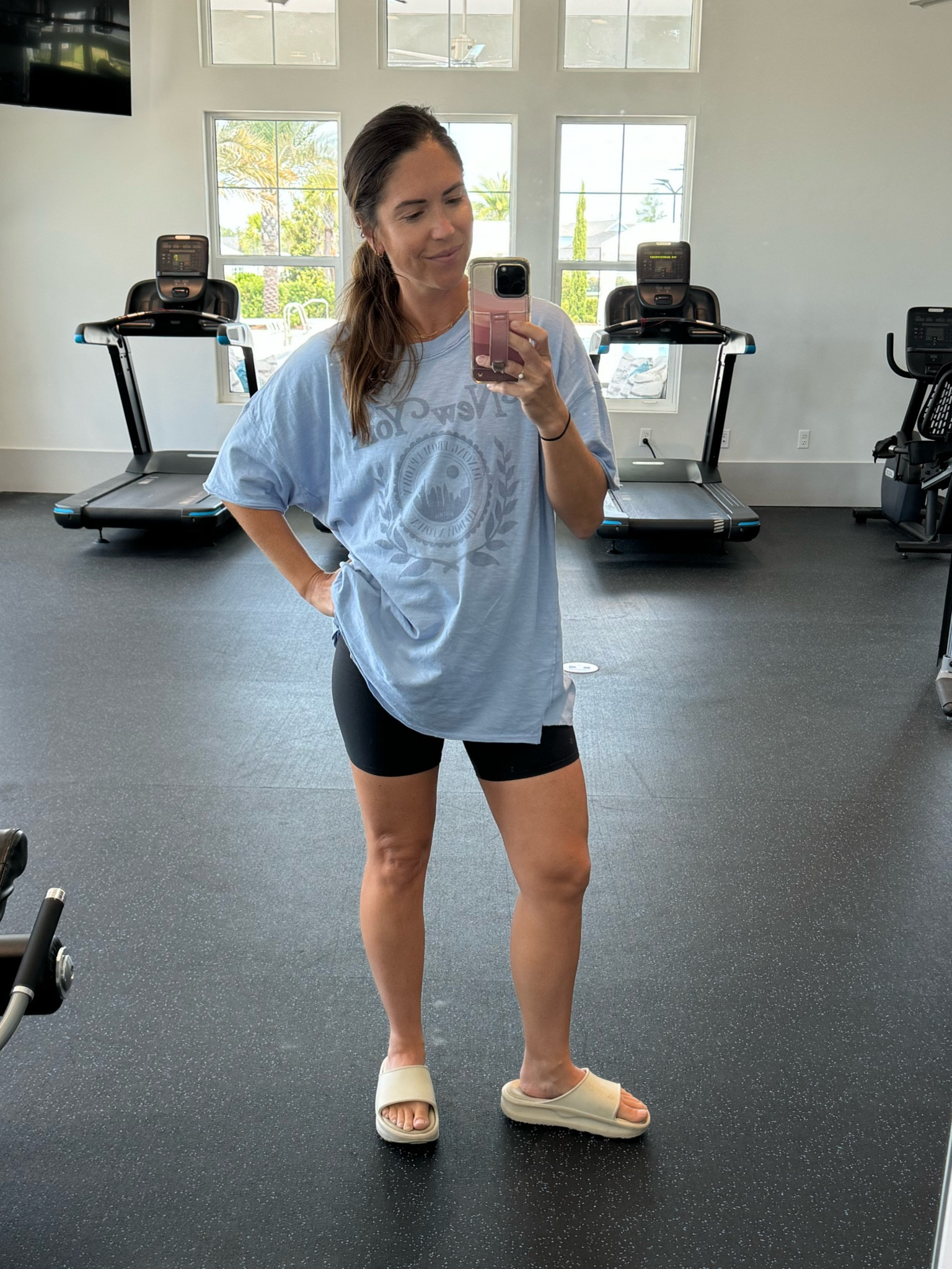 Been in my bike shorts and oversized T-shirt era since I was postpartum with Trev. ✌🏼 previous with my 3rd baby and still rocking it 🤷🏻‍♀️

#LTKBump #LTKSaleAlert #LTKFitness