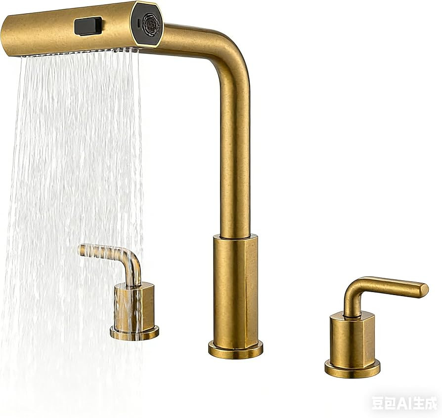 Kitchen Sink Faucet with Pull Down Sprayer - Brushed Gold 3 Hole Stainless Steel Kitchen Faucets ... | Amazon (US)