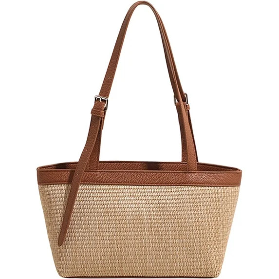 Hzzsbu Straw Woven Shoulder Bag Summer Beach Tote with Handle | Walmart (US)