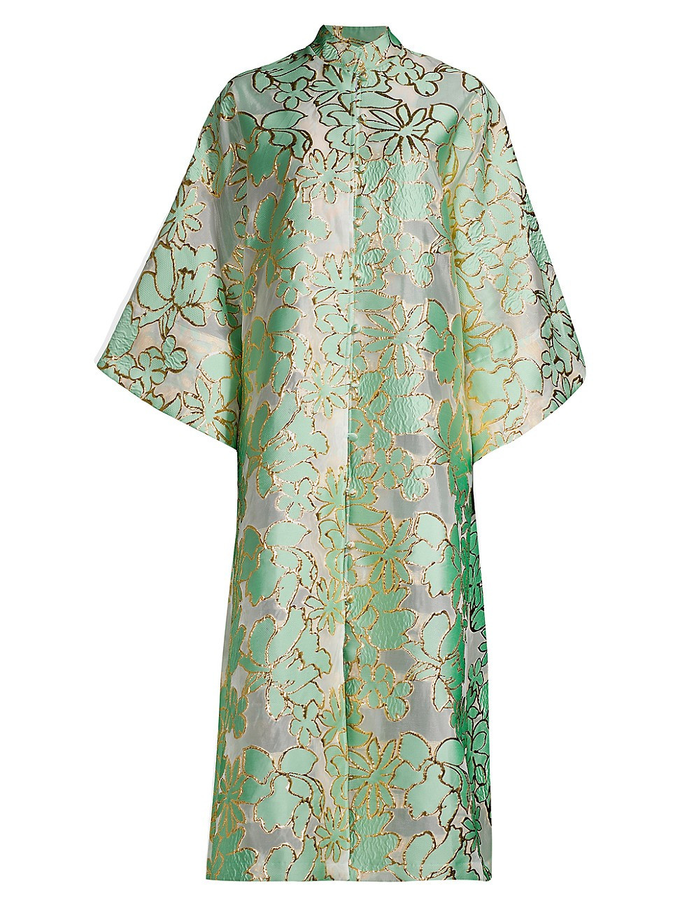 Women's Floral Brocade Maxi Caftan Dress - Mint Gold | Saks Fifth Avenue